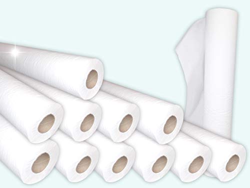 DSTOCK60- 12 Rollos para camilla de papel liso desechable blanco doble capa con precorte 50x35cm, 135 hojas- guata de celulosa pura- sábanas médicas en rollo de papel liso Cover