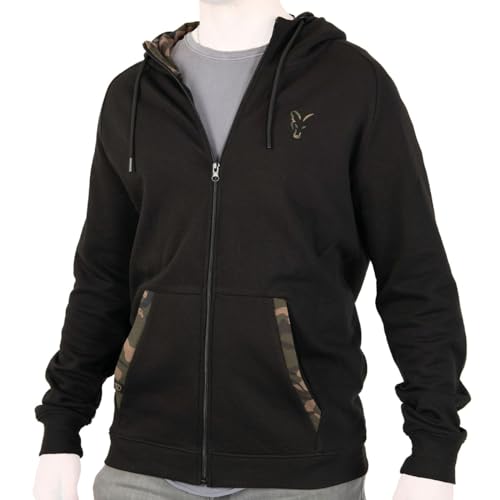 Fox Light Weight Black/Camo Print Zip Hoody, Größe:XXL