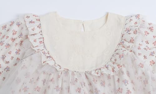 Mud Kingdom Girls Flower Dress Fashion Tulle Long Sleeve Casual Floral Tulle Dress3