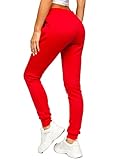 BOLF Damen Jogginghose Sporthose Freizeithose Trainingshose Sweathose Yogahose Sweatpants Baumwolle Hose Fitness Workout Basic Elastic J.Style CK-01 Rot S [F6F]