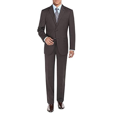 DTI BB Signature Men's Two Button Sharkskin Suit Jacket Modern Fit Blazer Pants (44 Long US / 54L EU/W 38", Light Brown) Cover