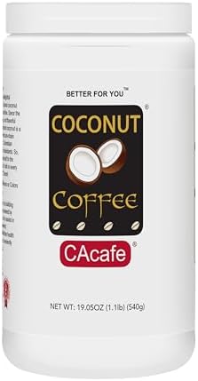CAcafe Coconut Coffee, Coconut Infused Colombian Coffee, Creamy Drink Mix, Make Iced or Hot, Packed with Antioxidants, Natural Energy, and Stress Relief 19.05oz