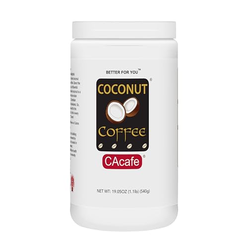 CAcafe Coconut Coffee, Coconut Infused Colombian Coffee, Creamy Drink Mix, Make Iced or Hot, Packed with Antioxidants, Natural Energy, and Stress Relief 19.05oz