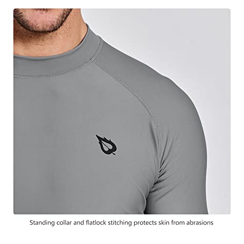 Baleaf Men's Rash Guard Short Sleeve Swim Shirt Upf 50+ Sun Protection Quick Dry Compression Shirt Rashguard Grey Size L #TOP4