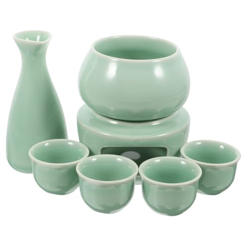 Cabilock 1 Set Ceramic Sake Pot with Cups Liquor Warmer for Home Restaurant Use for Tea Sake Serving Flavor Preservation Easy Clean Design