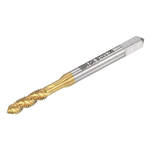 sourcing map Gewindebohrer mit Spiralnut M3.5 x 0.6 Schnellarbeitsstahl Titanbeschichteter Maschinengewindebohrer 3 Schneidiges Gewindeschneidwerkzeug H2 Toleranz Cover