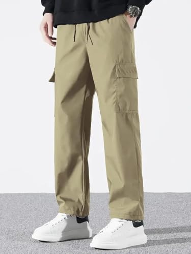 Image of Cargo Pants for Men | Cotton Cargo Trousers|Cargo for Men |Cotton Cargo Pant |Drawstring Waist Pant Multi Pocket Utility Wear