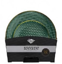 Decorline – Weave Combo Collection Lot d’Assiettes Vert/Or – 36 pièces (26 & 19 cm) en plastique PET résistant, réutilisable, décoration de table...