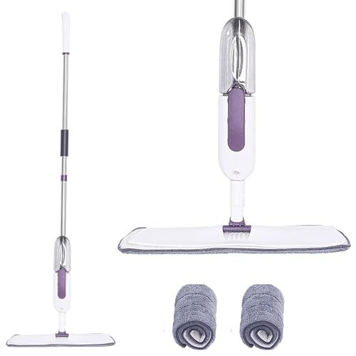 K-ONE Microfibre Spray Mop with 360° Swivel Head Plus 2 Replacement Pads Suitable for Cleaning Tile Laminate Hardwood Ceramic