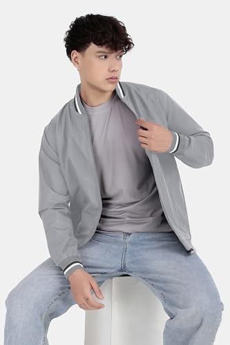 Image of Celary Men's Bomber Jacket Polyester Standard Length | Lightweight Casual Zip-Up Jacket | Stylish Slim Fit Outerwear for All Seasons
