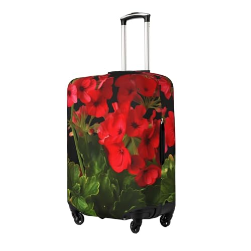 Luggage Cover Protector Washable Stretch Suitcase Protector Red geraniums Suitcase Cover Anti-Scratch Travel Baggage Covers Fits 18-32 Inch Luggage Protectors2