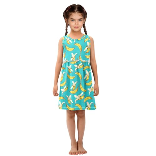 Toddler Girls Banana Dress Sleeveless Cotton Casual Clothes for Home Party Beach Sundress 2-8Y4