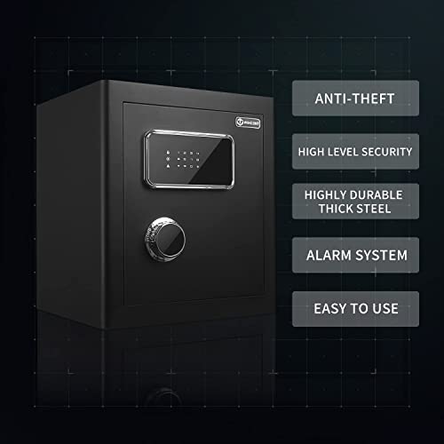 Wincent Secure Deluxe Home Security Safe With Dual Digital Keypad And Key Access, Removable Shelf, Interior Lock Box, And Alarm System #TOP4