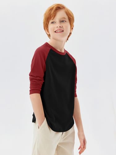 Haloumoning Boys Long Sleeve Raglan T Shirts Kids Color Block Crewneck Casual Tops Tees 4-14 Years3