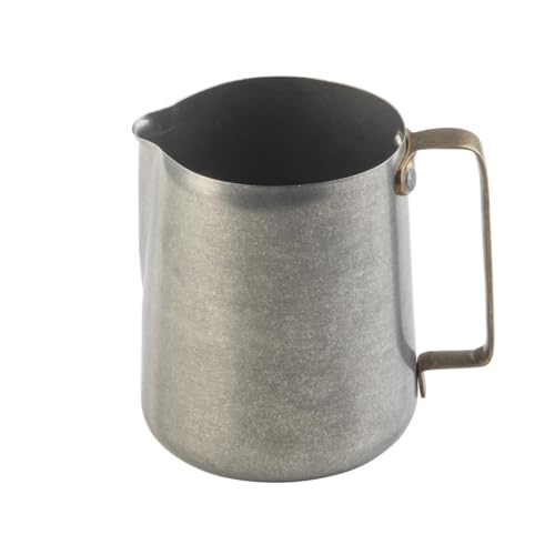 TableCraft 12058 Frothing Cup, 24 oz., 5.25"x4.125"x4.75", Stainless Steel (200 Series), Vintage Finish, Gold PVD Finish Handle, 12 Each per case