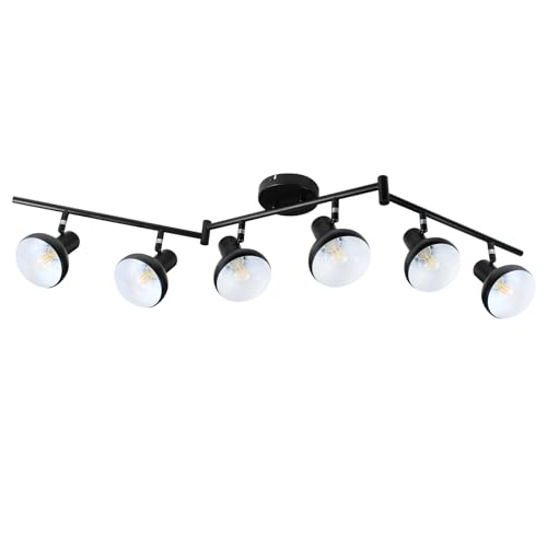 HiBay 6-Light Track Lighting, Directional Rotatable Ceiling Light Fixture, Black Farmhouse Spotlight for Kitchen Living Room Office, E12 Base (Bulbs Not Included) 6-Light Black