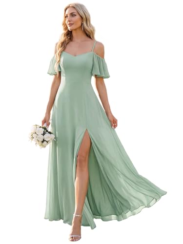 Amazon.com: Ever-Pretty Women's Formal Dresses Off Shoulder Short Sleeve  Split A-Line Floor Length Bridesmaid Dresses Mint Green US02 : Clothing,  Shoes & Jewelry