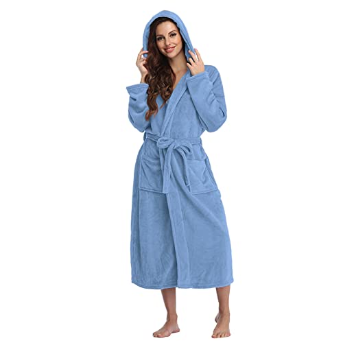 Aniywn Womens Hooded Dressing Gown Plush Fleece Bathrobe Comfy Towelling Robe Winter Flannel Bath Robe Winter Warm Nightgown Aniywn Womens Hooded Dressing Gown Plush Fleece Bathrobe Comfy Towelling Robe Winter Flannel Bath Robe Winter Warm Nightgown