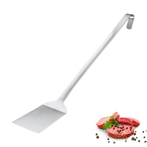 Westmark Turner Pro – Spatola in acciaio inossidabile con gancio per appenderla – Perfetta per padelle, barbecue e cucine professionali – Pratica pala per padella – Argento, 45 cm