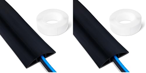 Image of Amazon Basics Floor Cord Cover, 6ft Length, 2.6 inch Diameter, Cable Protector, Black (Pack of 2)