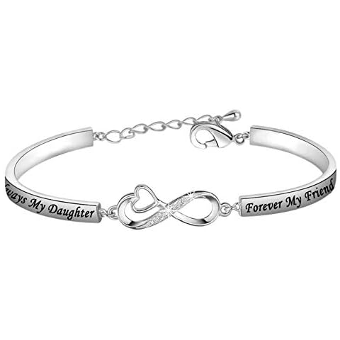 Gzrlyf Daughter Bracelets Always My Daughter Forever My Friend Bracelets Daughter Gift from Mom Dad (White Gold) Cover