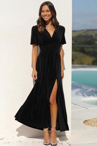 Image of Maxigerui Women's Velvet Maxi Dress Formal Dresses for Wedding Guest Dress
