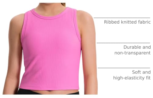 Image of JOCMIC 2 Pack Girls Tank Tops Kids Athletic Tanks Ribbed Knit Cropped Tops