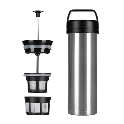 ESPRO P0 Ultralight French Press Coffee Maker for Travel, Vacuum Insulated Stainless Steel, 16 Ounces, Brushed Stainless Steel