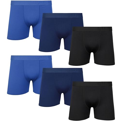 LUPO Kit 6 Cuecas Boxer Microfibra Esportiva Respirável Masculino, 2 Royal - 2 Marinho - 2 Preto, GG