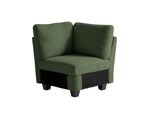 Image of CHIC HOUSE Modular Sectional Sofa with Storage Ottomans, Corduroy Cloud Couch for Small Spaces & Apartments, Reconfigurable L /U Shaped Convertible Corner Sofa, Green, Corner