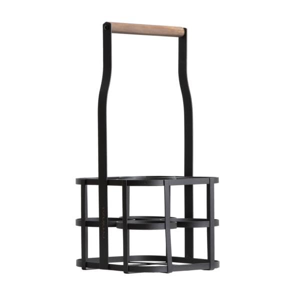 EMINZA Porte-Bouteilles Bois et métal 4 Compartiments (H41 cm) Aaron Noir