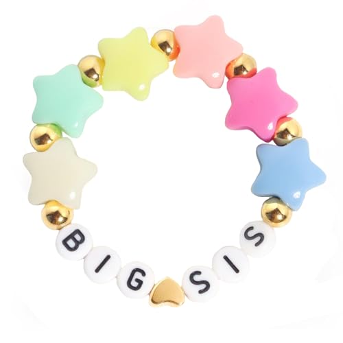 Image of Colorful Big Sister Bracelet Little Sister Bracelet Letter Beads and Heart Beads Bracelet Y2K Jewelry Gifts for Women