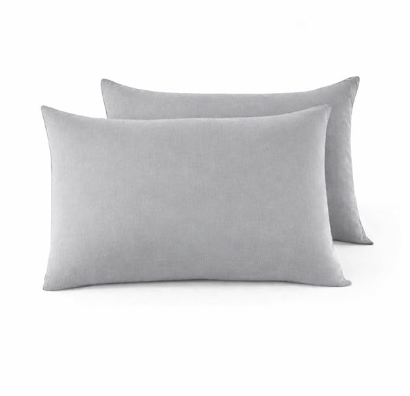 Pack of 2 100% Poly Cotton Housewife Pillow Case/Cover Soft Plain Dyed For Bedroom Pillowcase Pair (Silver)