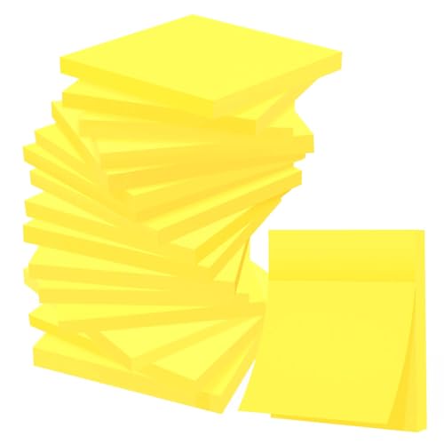 Mexgcom 16 Blöcke Haftnotizen, 76 x 76 mm Selbstklebende Klebezettel, 55 Blätter/Pad, Leicht zu Beschreiben, Sticky Notes für Schule, Büro, Zuhause (Gelb)