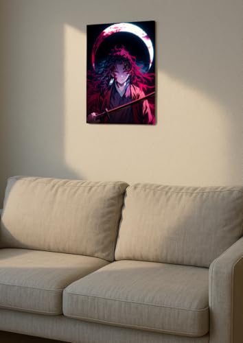 Image of NIJUKA Anime Printed A4 Size Metal sheet Poster For Home And Room Decoration | For Anime Art Fans Boys And Girls (Yoriichi Tsugikuni Moon Brither Hashira)