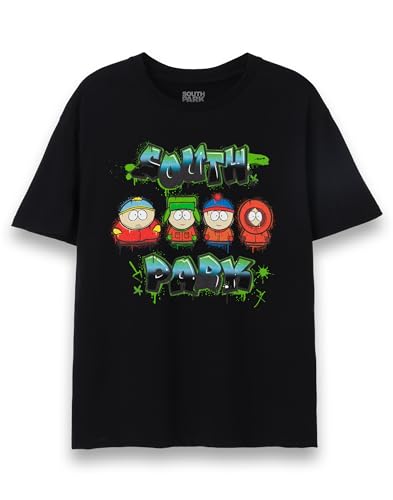 South Park T-Shirt Mens Eric Kenny Stan Kyle Series Graffiti Logo Top - Petit