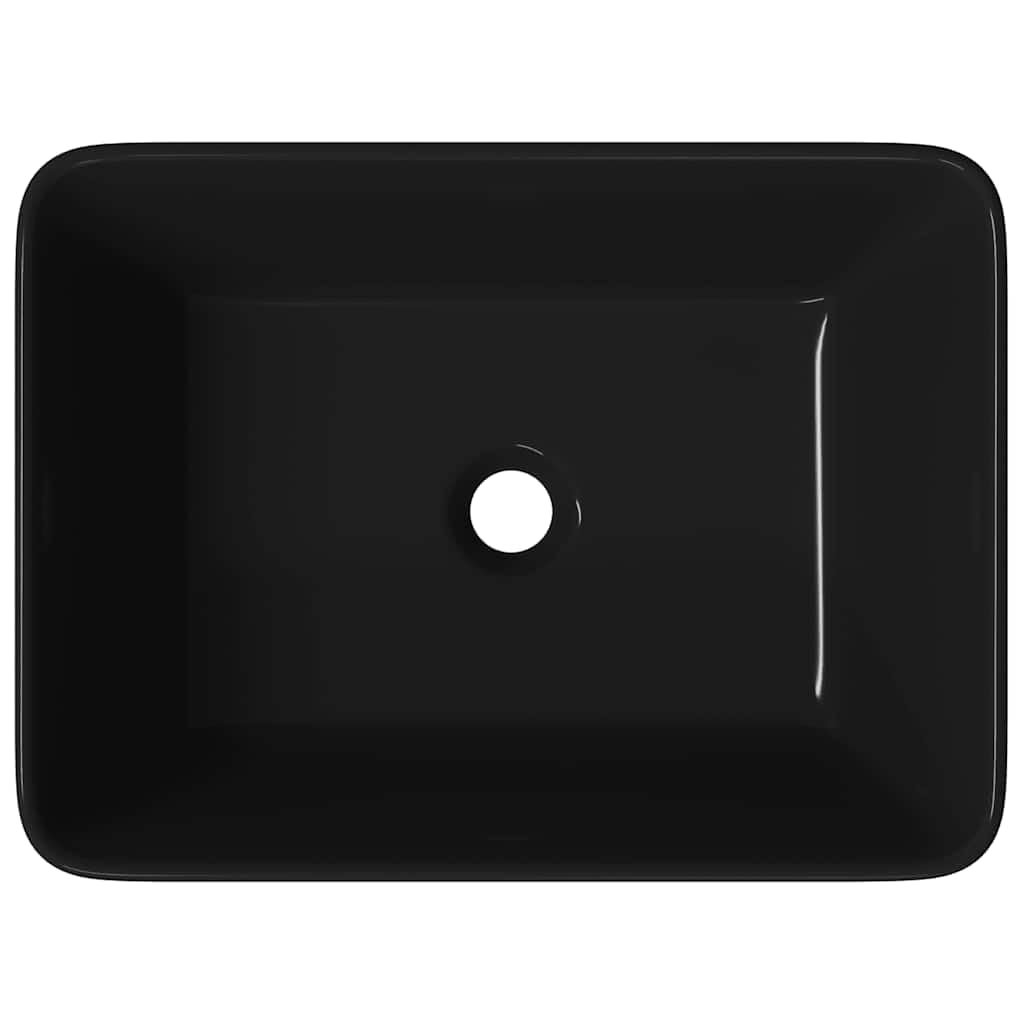 vidaXL Waschbecken Waschschale Waschtisch Aufsatzwaschbecken Waschplatz Handwaschbecken Aufsatzbecken Becken Badezimmer 40x30x13cm Keramik Schwarz