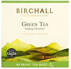 Birchall Tea Bags, Mao Feng Green Tea, Antioxidants Green Tea Bags Bursting with Full Flavour, Perfect Vegan Tea Gifts, Pack of 80 Plant-Based Prism Tea Bags
