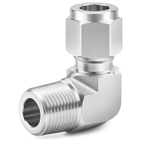 Codo de compresión de 90° ChillWaves de acero inoxidable 304 con rosca NPT macho de 3/4" 2