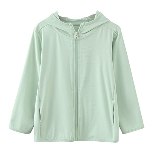 Kids Girls Boys Active Solid Color Sun 𝐏rotection Jacket Zipper Hooded 𝐂ooling Shirt Anti-Pilling Fabric