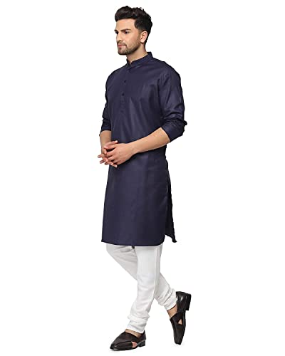 Image of weltpocket Men's Cotton Blend Solid Straight Kurta