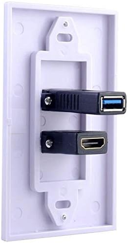 HDMI USB 3.0 Distribution Organization Wall Plates Panel, Haokiang HDMI USB 3.0 Component Composite Audio Video Wall Face Plate Panel Size 115 MM x 70 MM