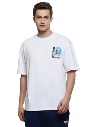 Image of hummel Wrap Men's Oversize Fit, Drop Shoulder Crew Neck Graphic Print Casual T-Shirt