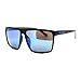 PASTL KUSH Sunglasses Matte Black Square Frame Blue Mirror Lens Unisex Blue