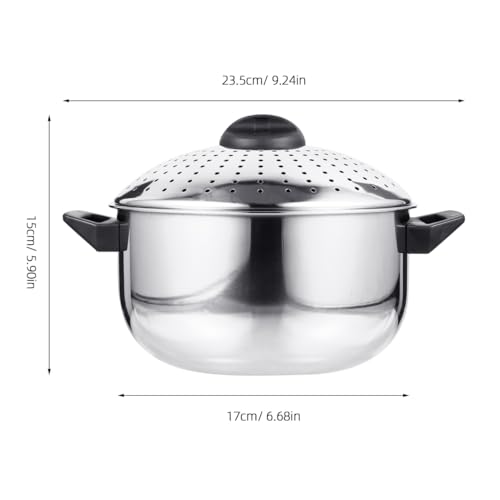 Miniatura 2 de Stobaza Olla De Acero Inoxidable Para Cocinar Fideos Con Tapa Coladora Ligera Y Portátil Olla De Pasta Ideal Para Caldos Y Uso Doméstico 9.25x6.69x5.90in
