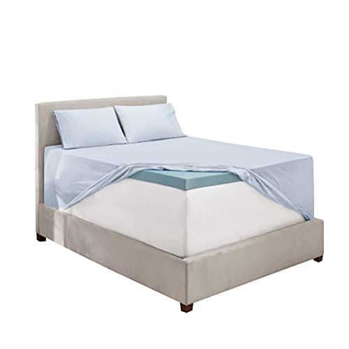 Image of Hearth & Harbor Extra Deep Pocket California King Sheet Set, Ice Blue | 4 Piece Bed Sheet Set, Ultra Soft & Breathable, Fits Up to 24 inch Mattress, Hotel Luxury