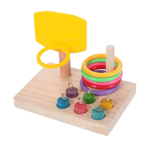 Milisten 1 セット 鳥のおもちゃ オウムの訓練用おもちゃ 小さな鳥かご オウムのためのパズル オウム研削 ケージ セキセイインコのトレーニング グッズ オウムのかみ傷のおもちゃ 木製