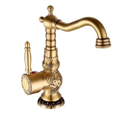 Robinet de salle de bain en laiton antique sculpté rétro chic monotrou