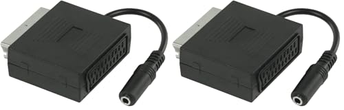 CABLEPELADO Péritel avec jack femelle de 3,5 mm (avec fonction enceinte TV, péritel sans arrêt du son stéréo de la TV), Noir (Lot de 2)
