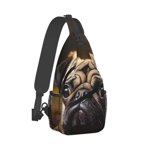 LPSRTWE - Mochila bandolera ligera en el pecho Cry Pug riñon...